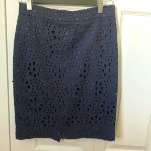 J. Crew floral design The Pencil Skirt in navy